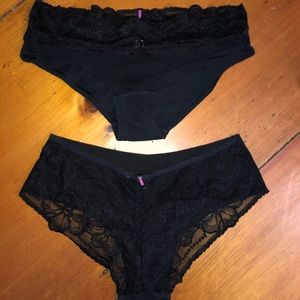 Set of VS Pink Black Lace Underwear